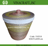 Coiled seagrass laundry basket with lid